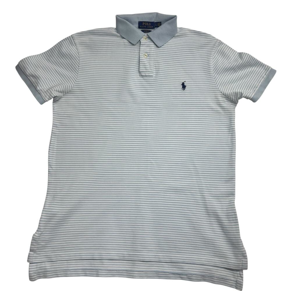 Vintage‎ Polo by Ralph Lauren Shirt Size L Blue White Striped Golfcore